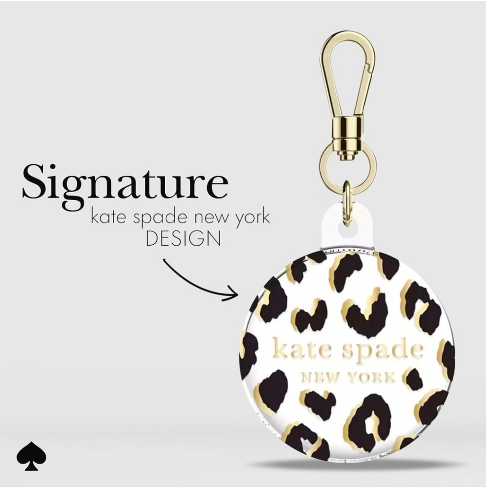 Kate Spade New York AirTag Holder with Gold Ring Clip - City Leopard - Picture 5 of 8